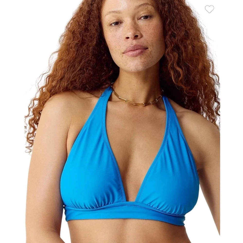 NWT J. Crew DD Halter Tie-Back Bikini Top With Mesh BY633 Bright Cerise Red‎ XS